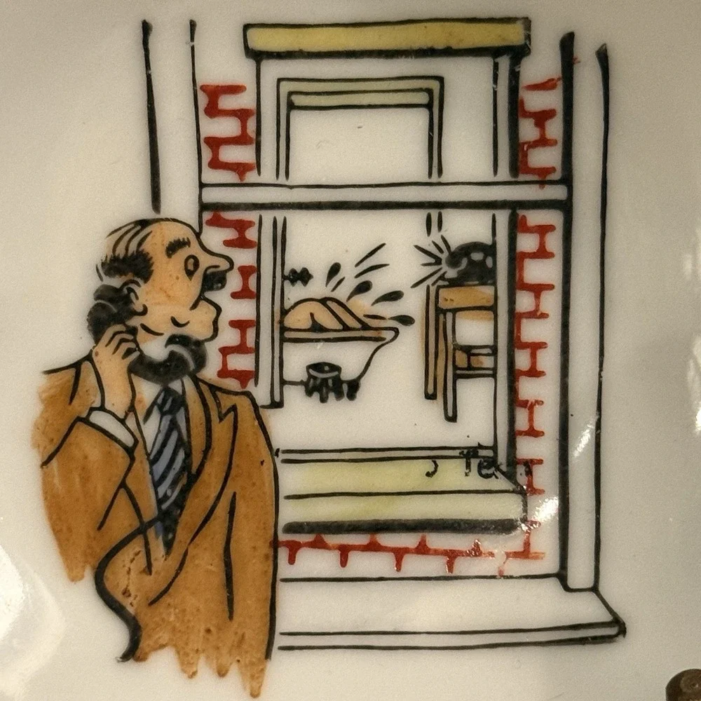 Vintage 60's Naughty Humor Peeping Tom Lady Bathing Trinket Dish 5